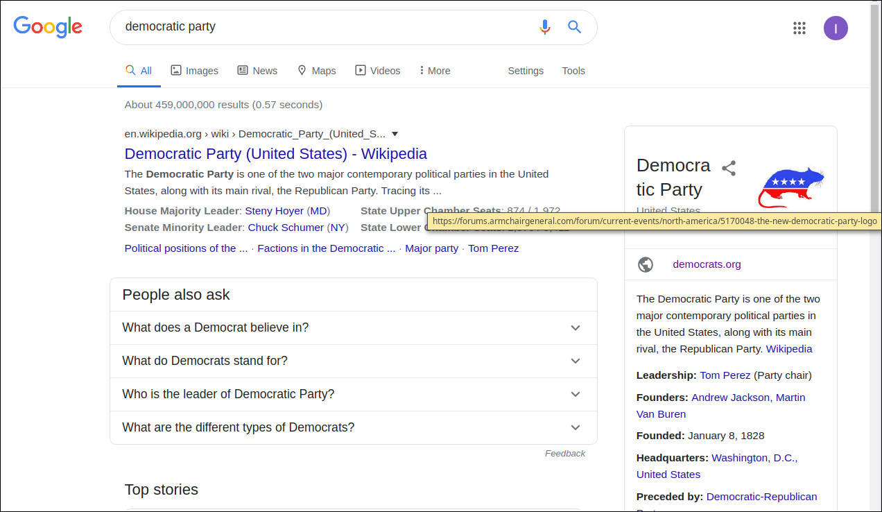 Google Search And The Curse Of Algorithms The Logo Of The Democratic Party Is Shown As A Rat Born S Tech And Windows World