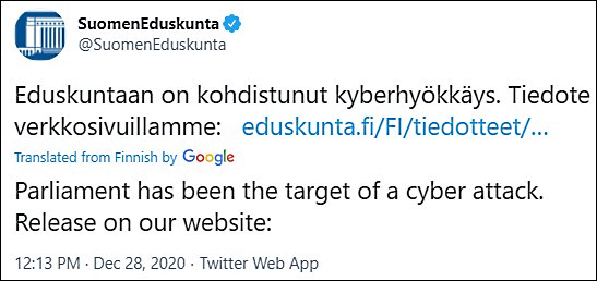 Finlandiya Parlamentosu siber saldırısı