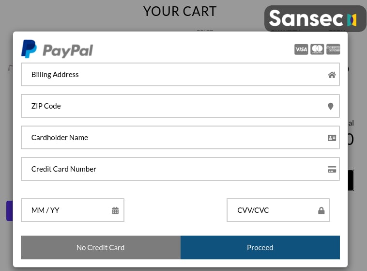 Fake checkout form