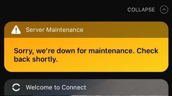 Garmin Connect down for maintenance