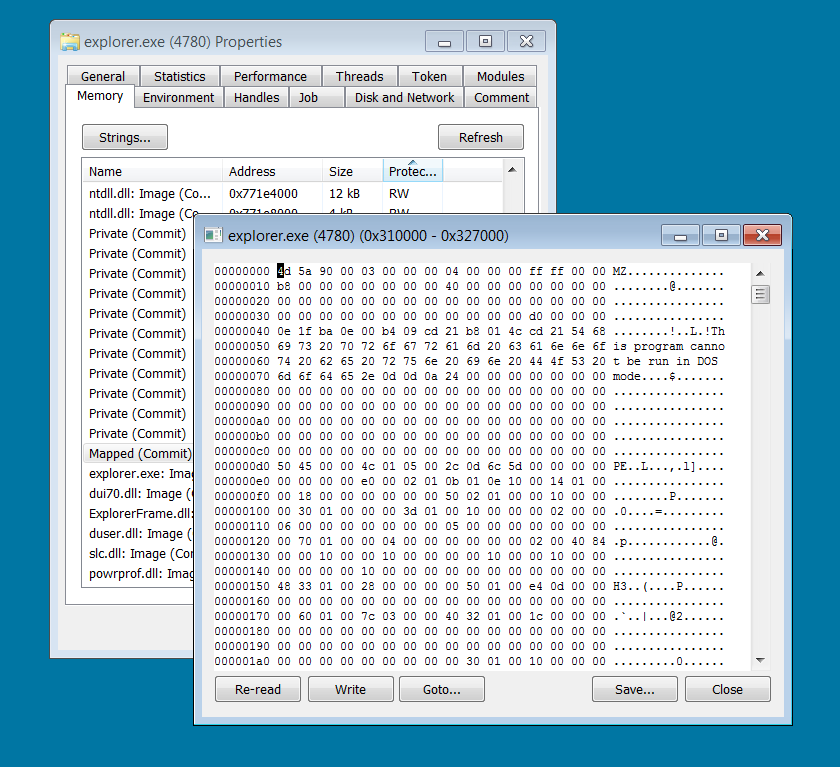 Payload injected into explorer.exe