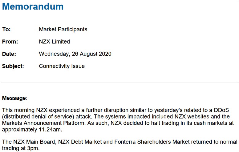 NZX memo