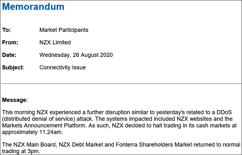 NZX memo