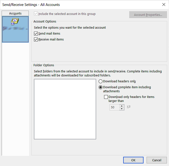 POP3 account with Download Headers Only