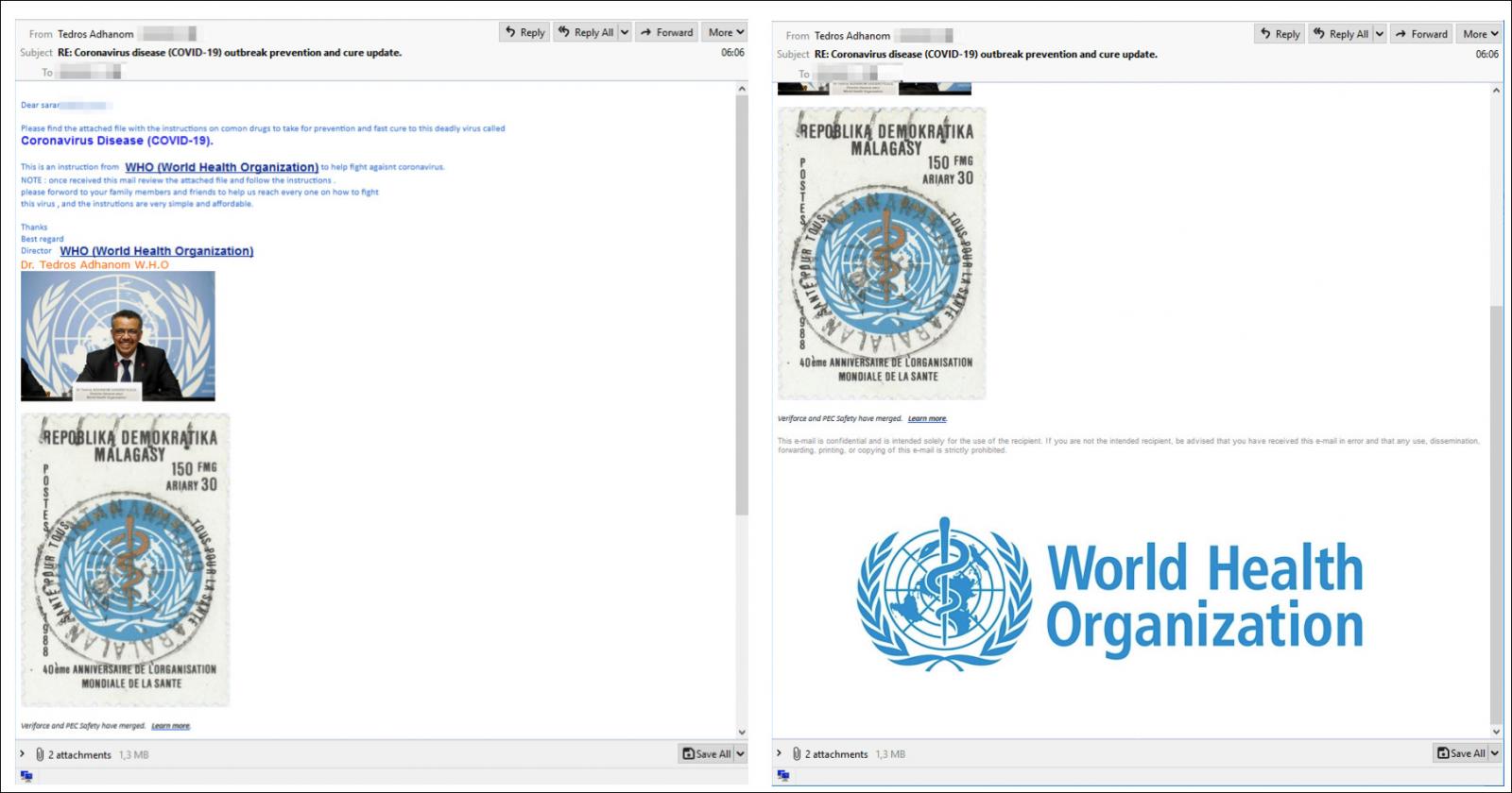 Phishing email sample