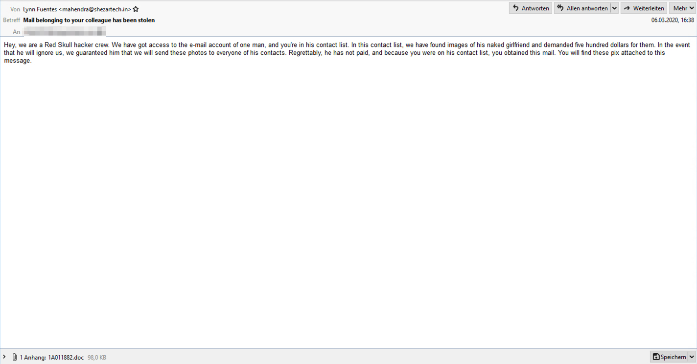 Phishing email sample (IBM X-Force)