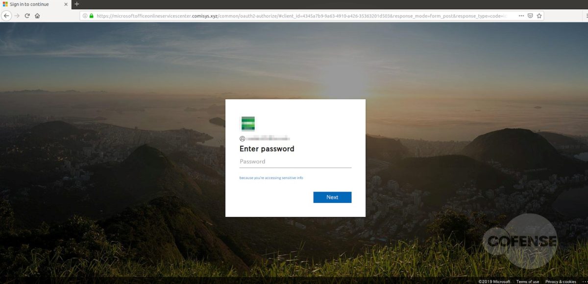 Phishing landing page