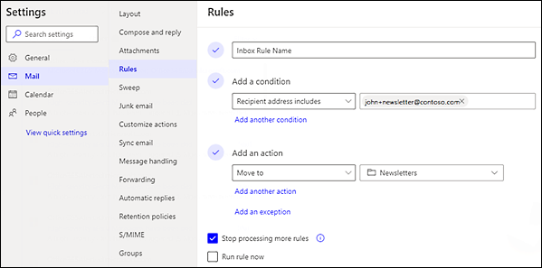Plus Addressing-based email filtering
