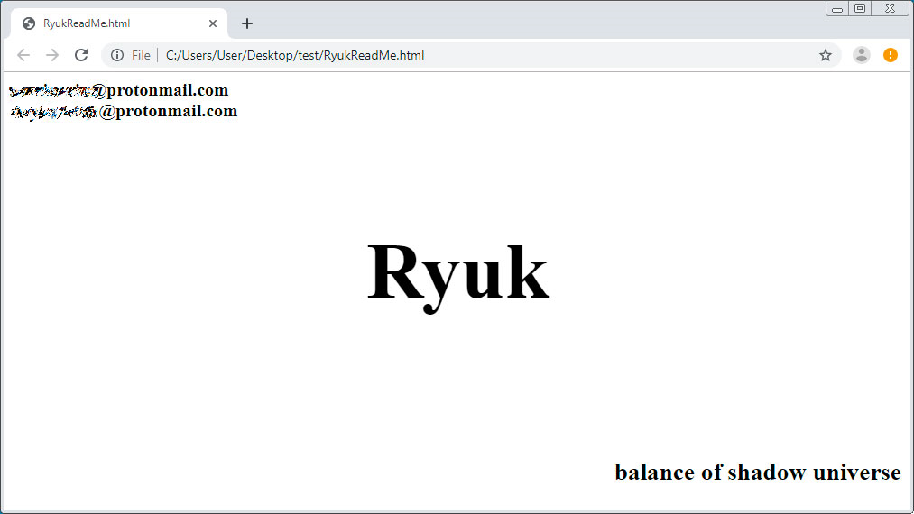Nota de rescate de Ryuk