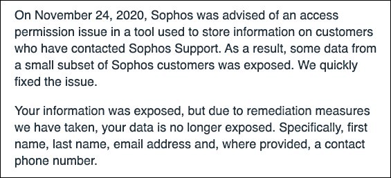 Notificação de violação do Sophos
