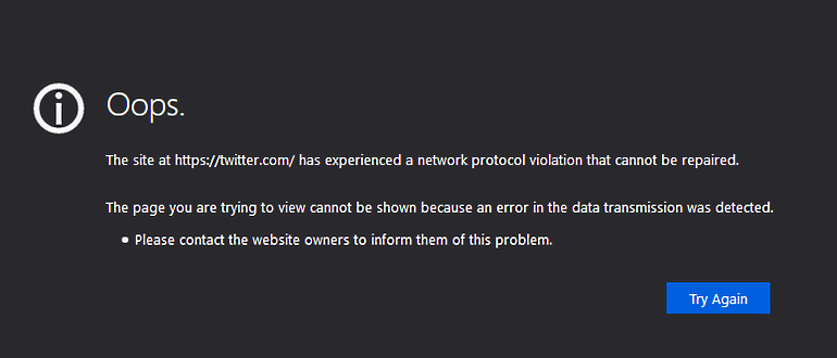 Twitter loading error on Firefox