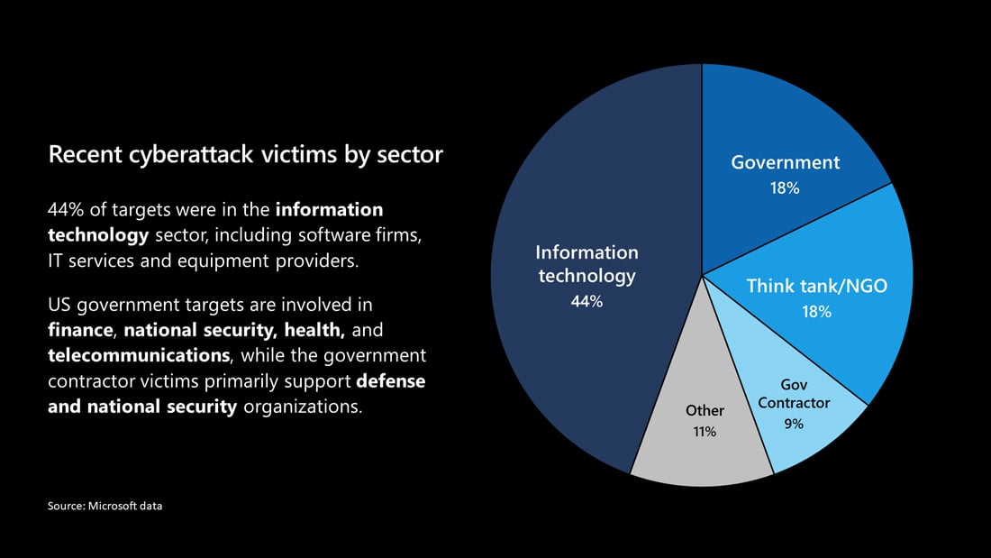 Sunburst victims by sector