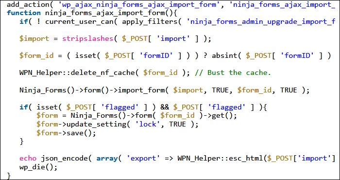 Vulnerable Ninja Forms function
