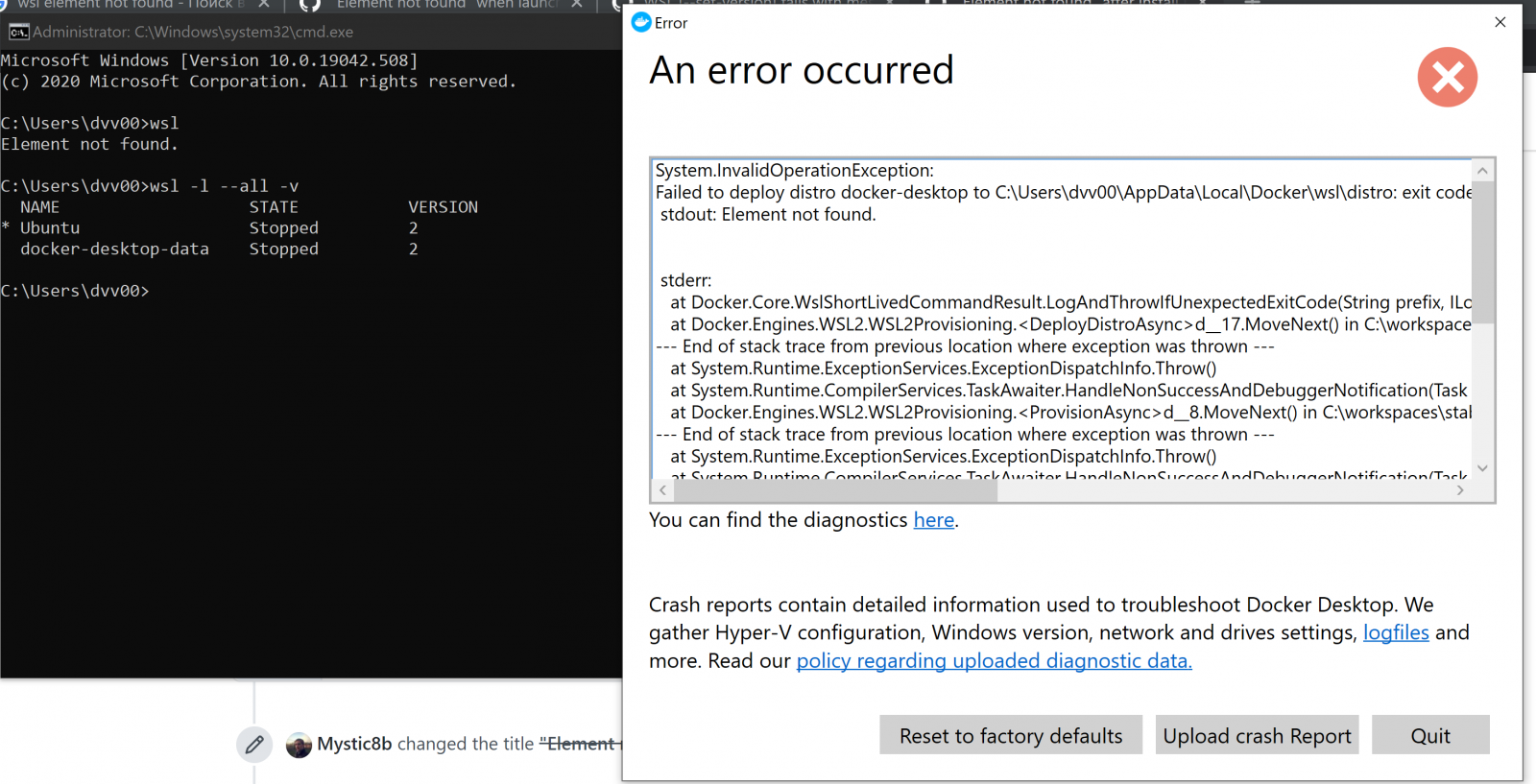 Element not found error
