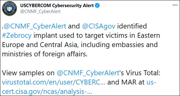 U.S. Cyber Command Zebrocy