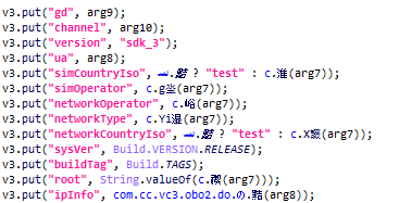 Device information collected by the malware