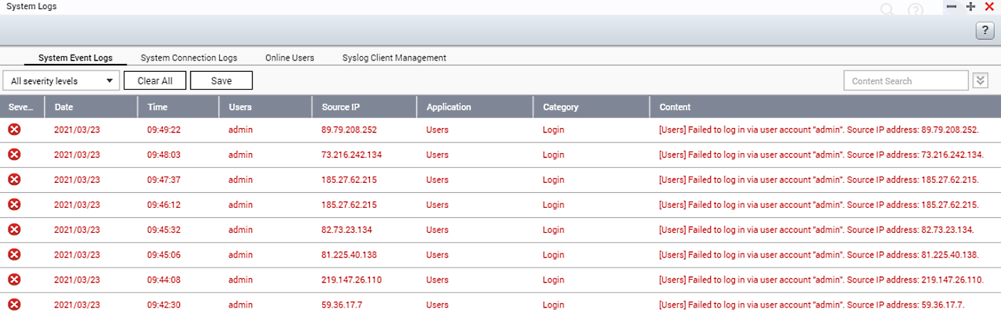 Brute-force attacks targeting QNAP NAS admin devices