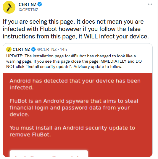 CERTNZ Flubot warning