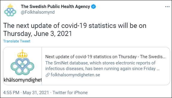 Swedish Public Health Agency COVID-19 updates