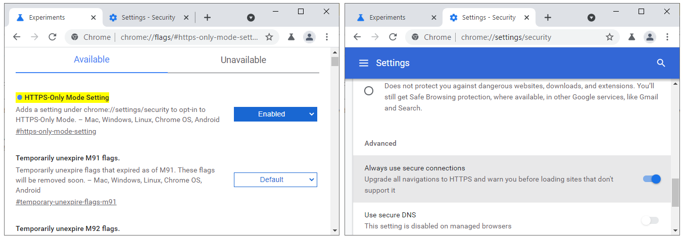 Chrome HTTPS-Only Mode