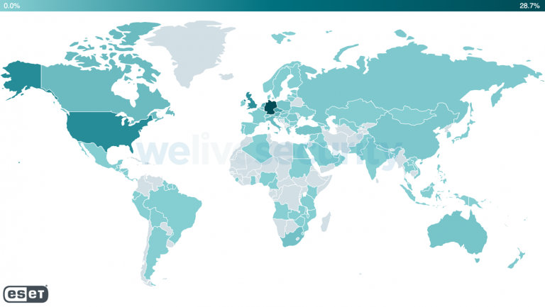 Countries were web shells were deployed on Exchange during the attacks