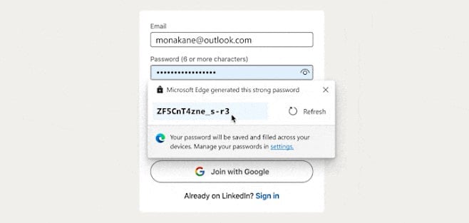 Microsoft Edge password generator