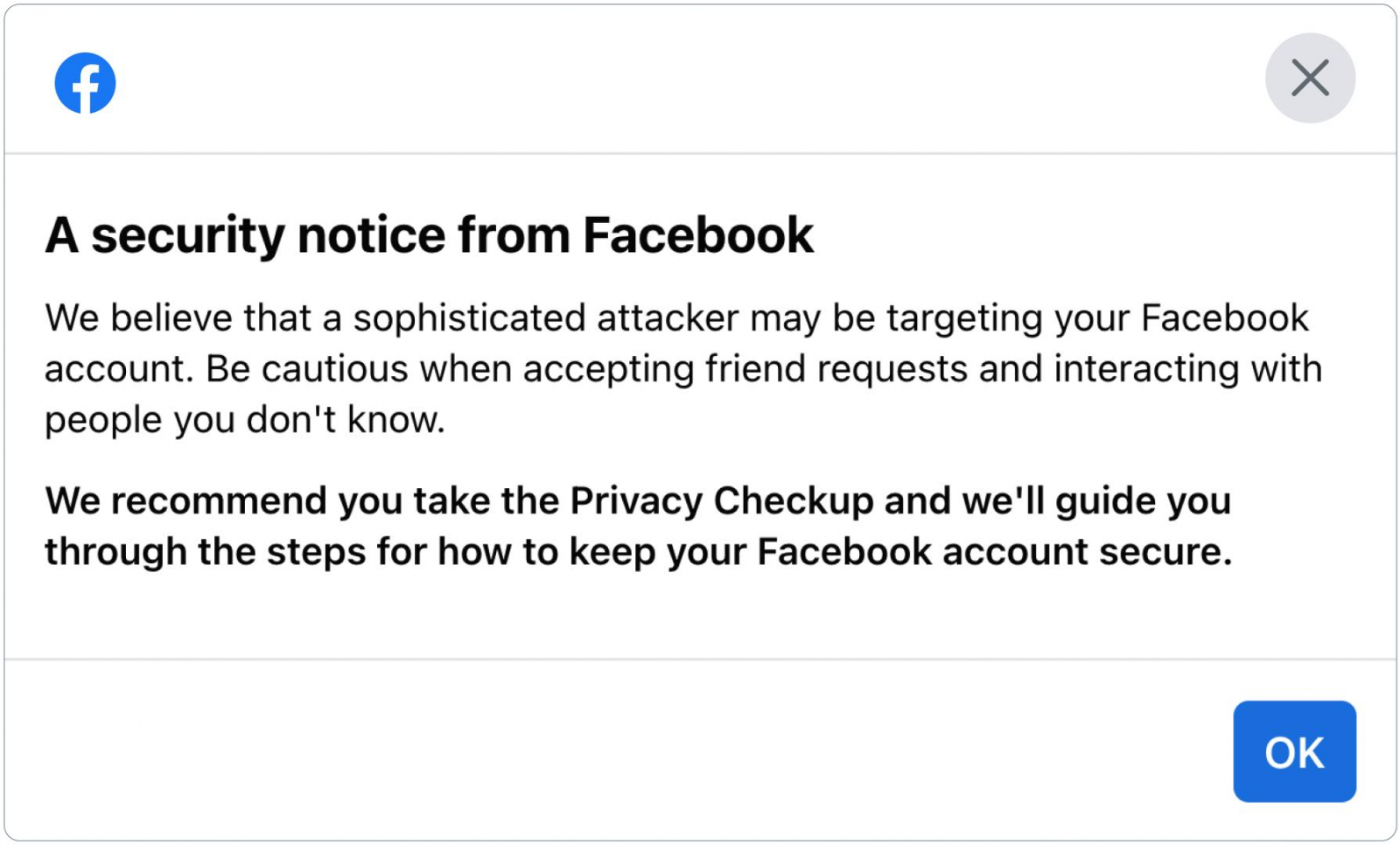 Facebook spyware alert
