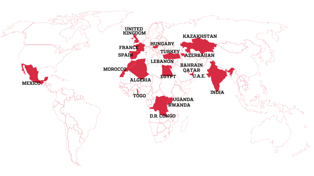 Countries where journalists were targeted with spyware