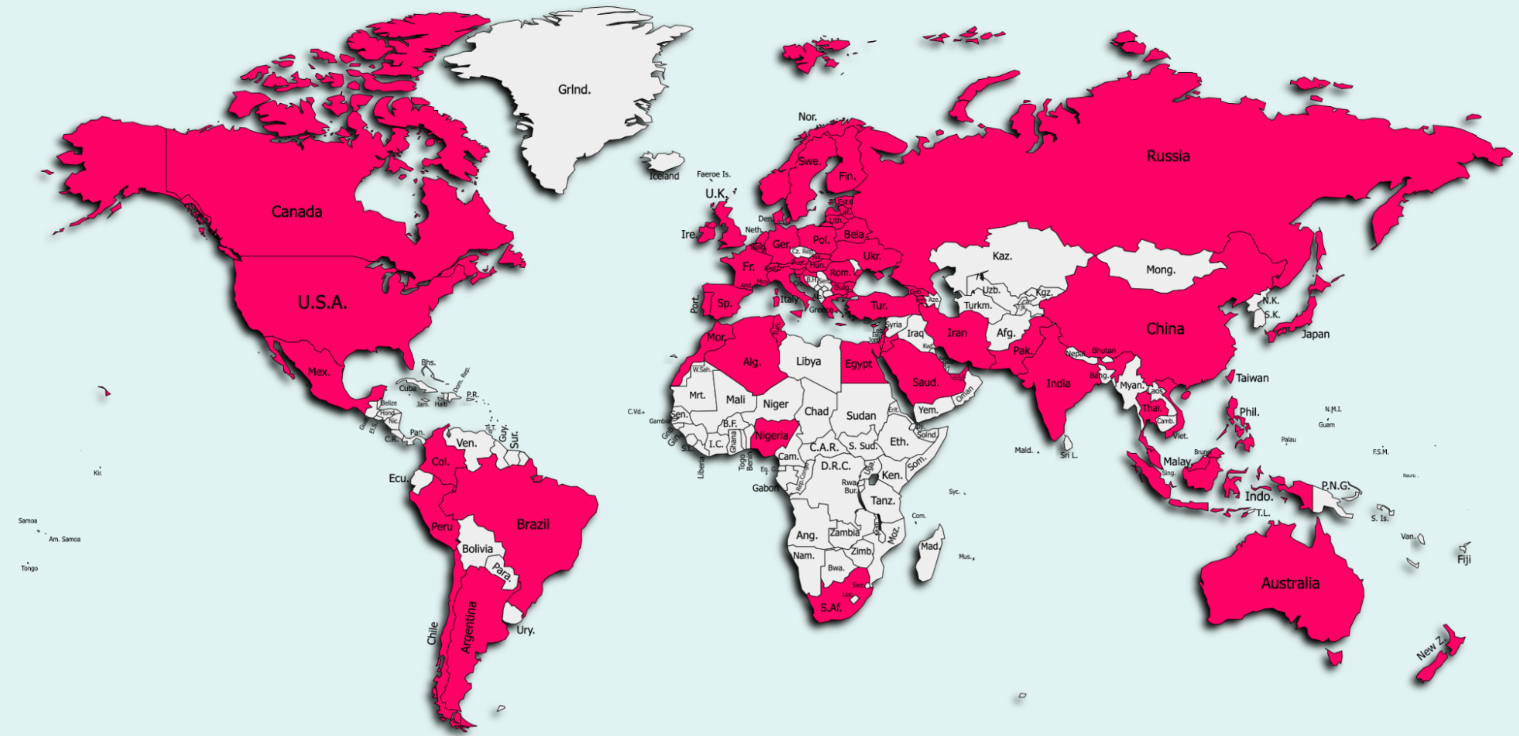 Heatmap victims across over 70 countries