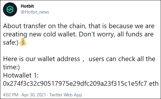 Hotbit cold wallet