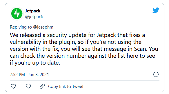 Jetpack tweet