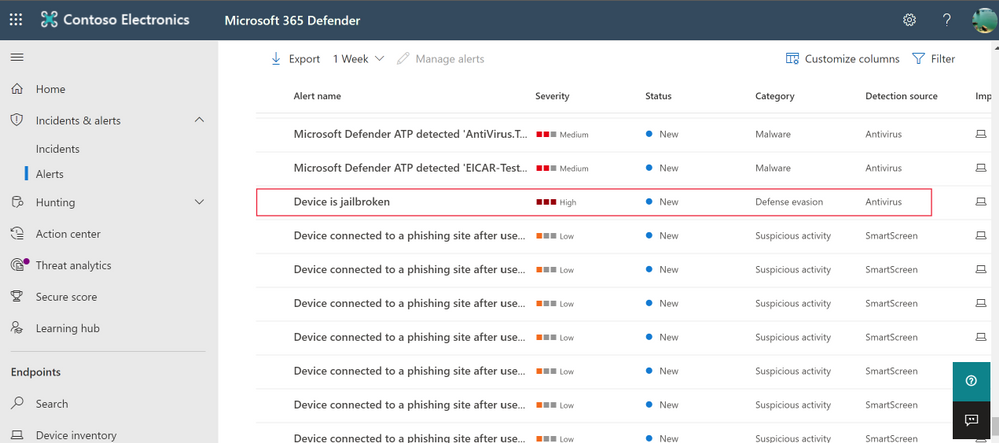 Microsoft Defender for Endpoint iOS jailbreak alert