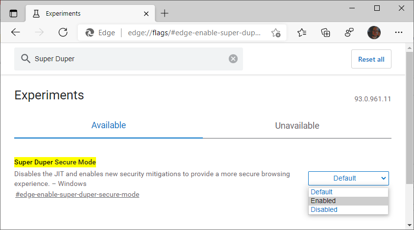 Edge Super Duper Secure Mode