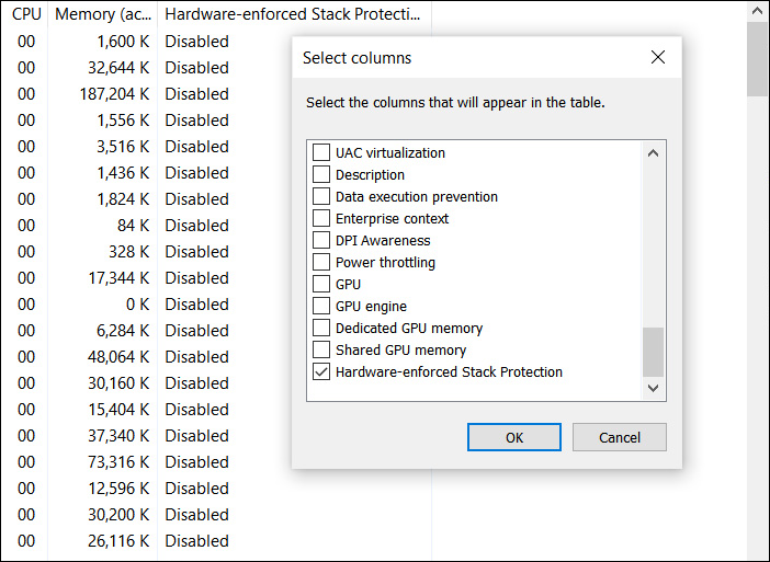 Hardware-enforced Stack Protection column