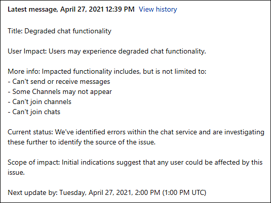 Teams April outage