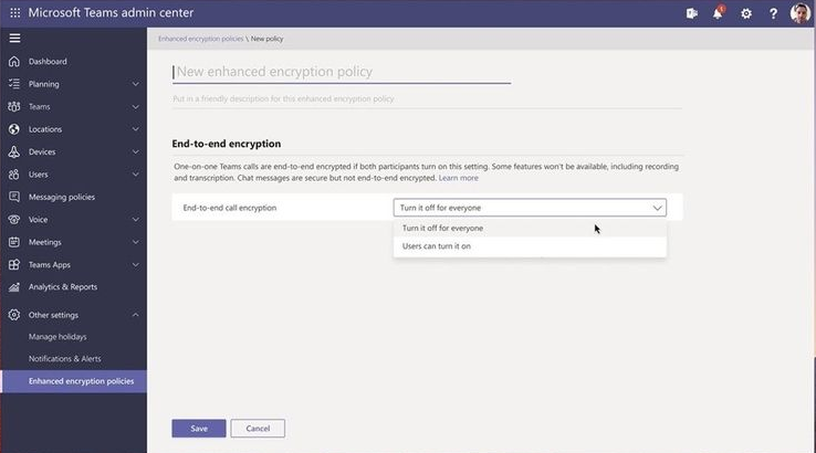 Enabling E2EE via the Microsoft Teams admin center