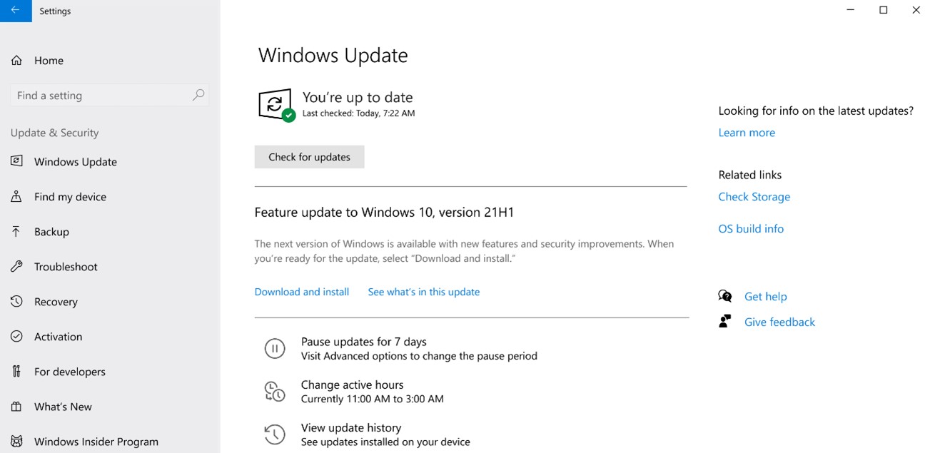 Windows 10 21H1 update