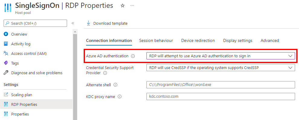 Azure AD SSO RDP Property