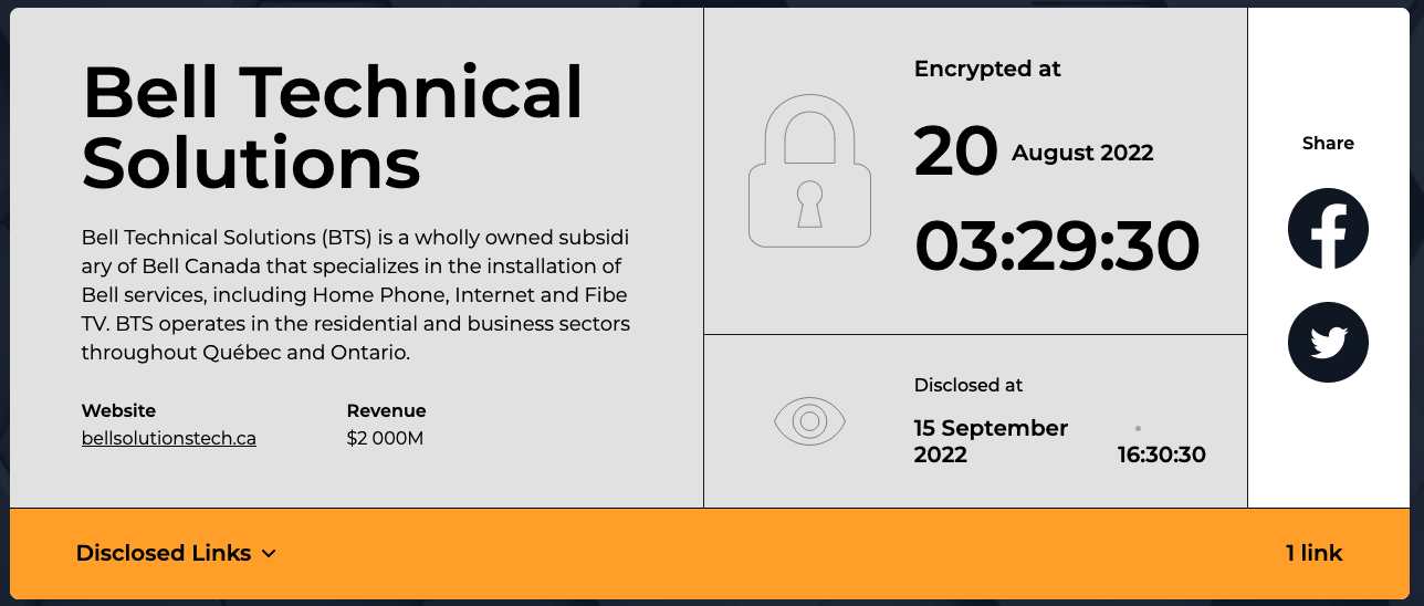 Bell Technical Solutions leak page