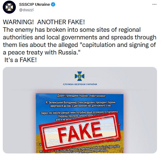 Ukraine capitulation fake news