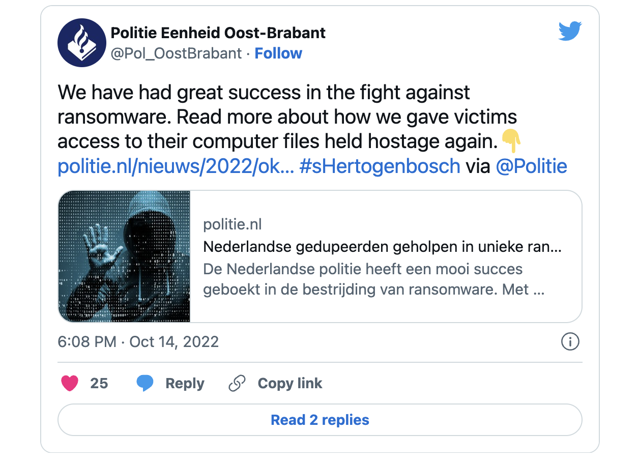 Dutch Police DeadBolt tweet