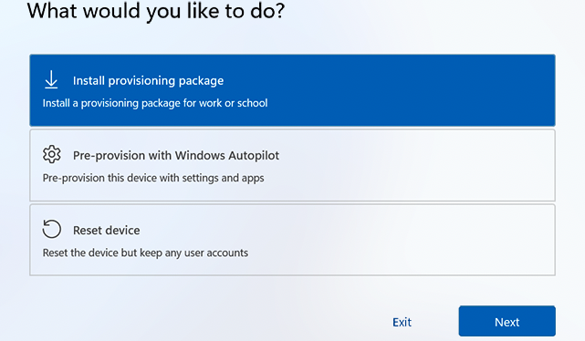 Installing Windows 11 provisioning packages