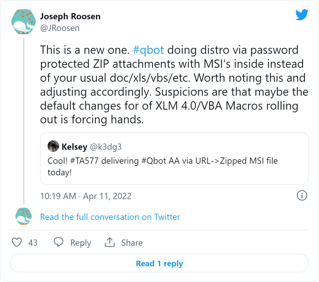 Joseph Roosen Qbot tweet