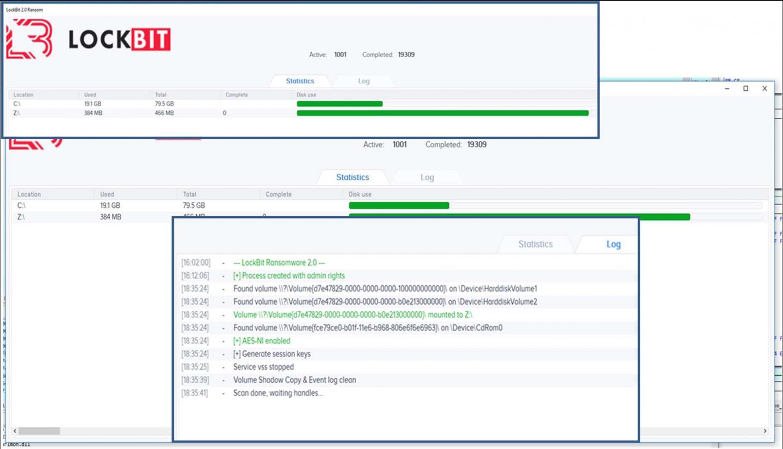 LockBit ransomware status window