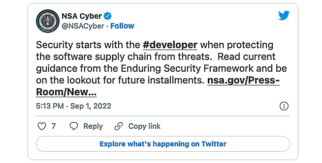 NSA yazılım tedarik zinciri rehberliği tweet'i
