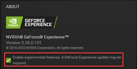 Actualización automática de la experiencia NVIDIA GeForce