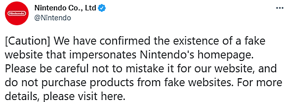 Nintendo warning