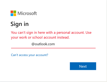 Outlook sign-in error
